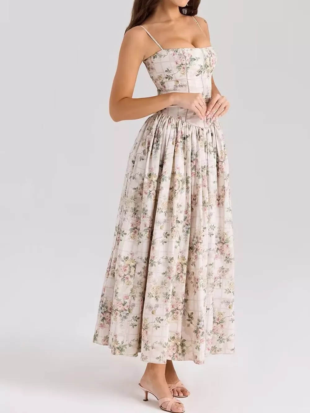 Floral Spaghetti Straps Midi Dress, image 45