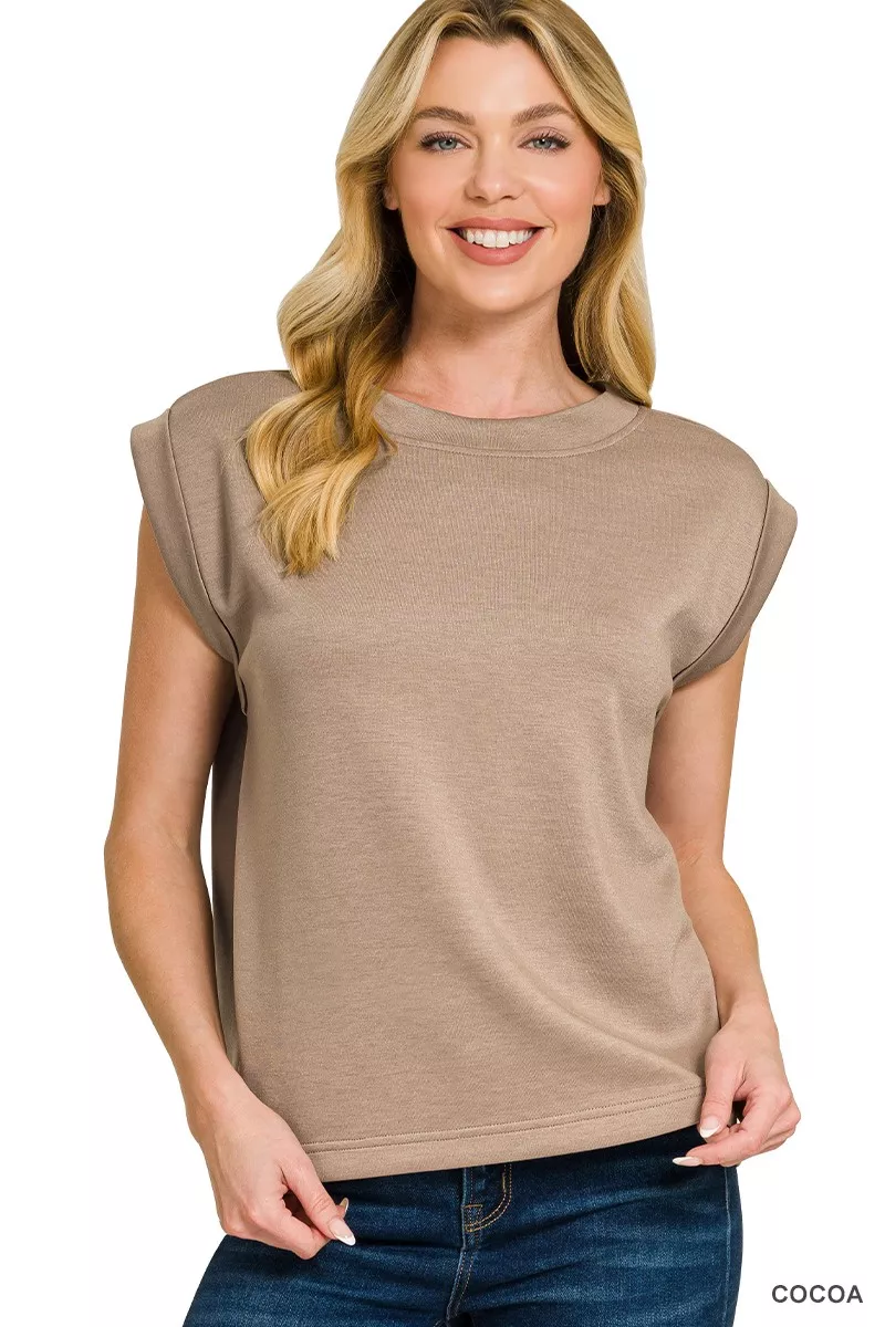 Scuba Round Neck Cap Sleeve Top