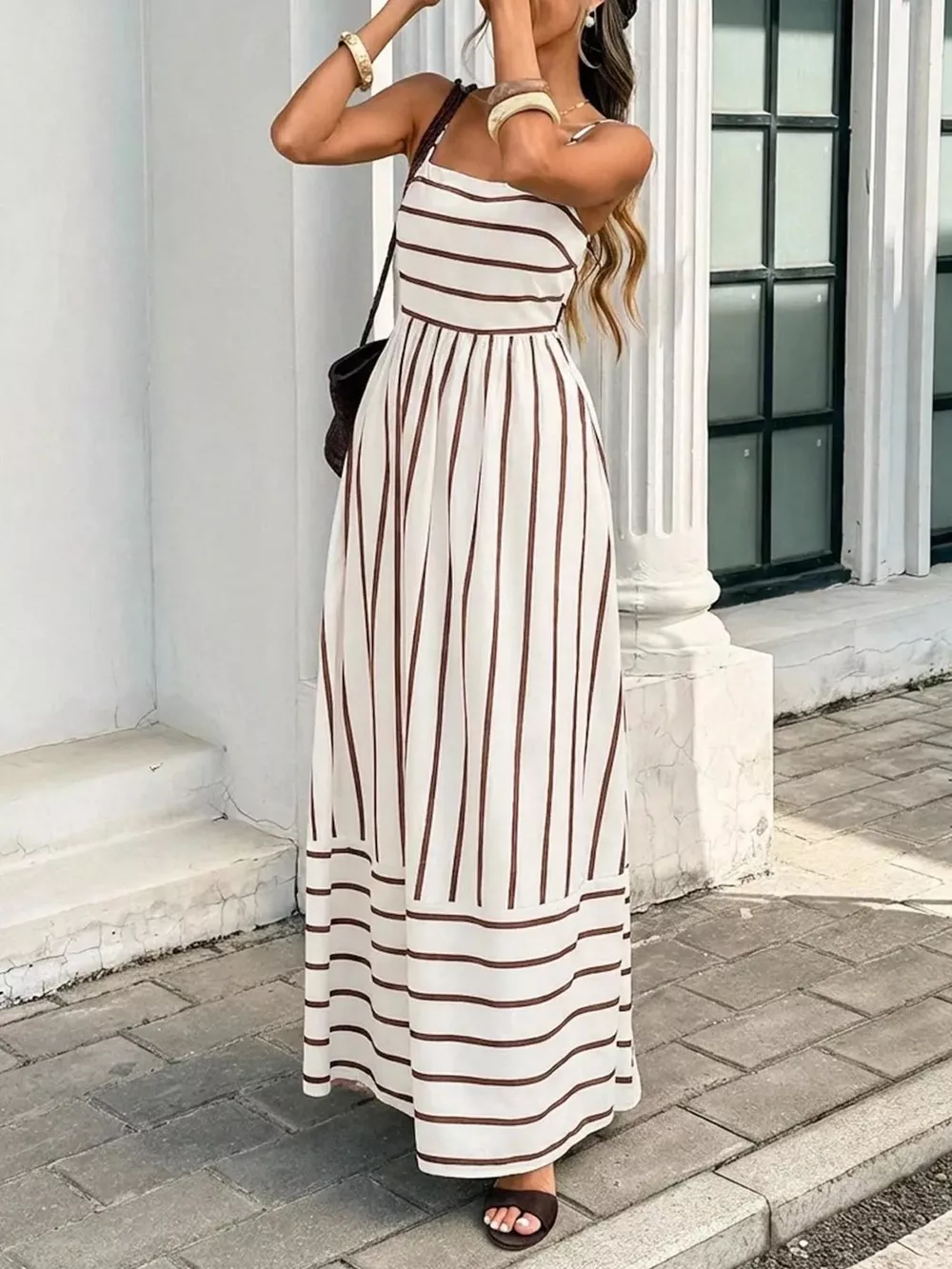 Cutout Back Striped Maxi Dress, image 11