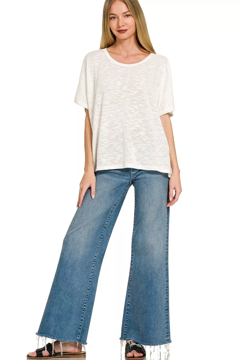 Zenana Oversized Slub Hacci Top, image 3