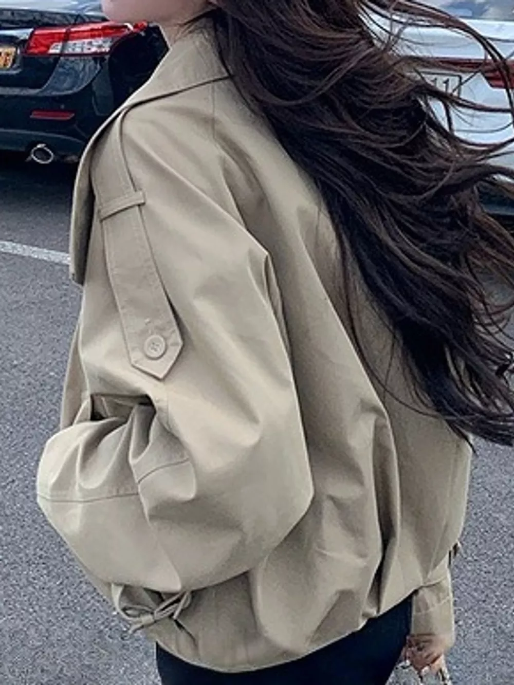 Double-Breasted Cropped Trench Jacket, image 6