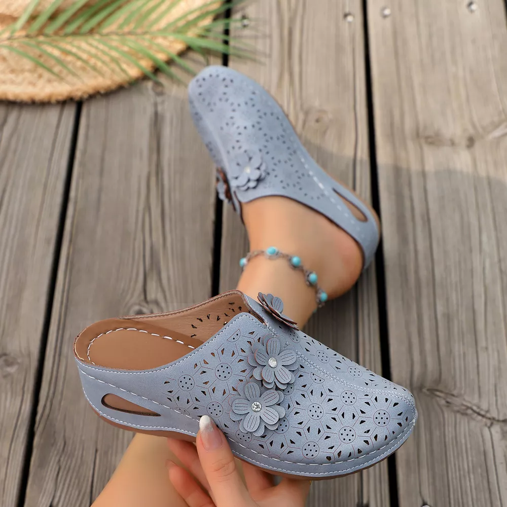 Floral Decor Round Toe Sandals, image 7