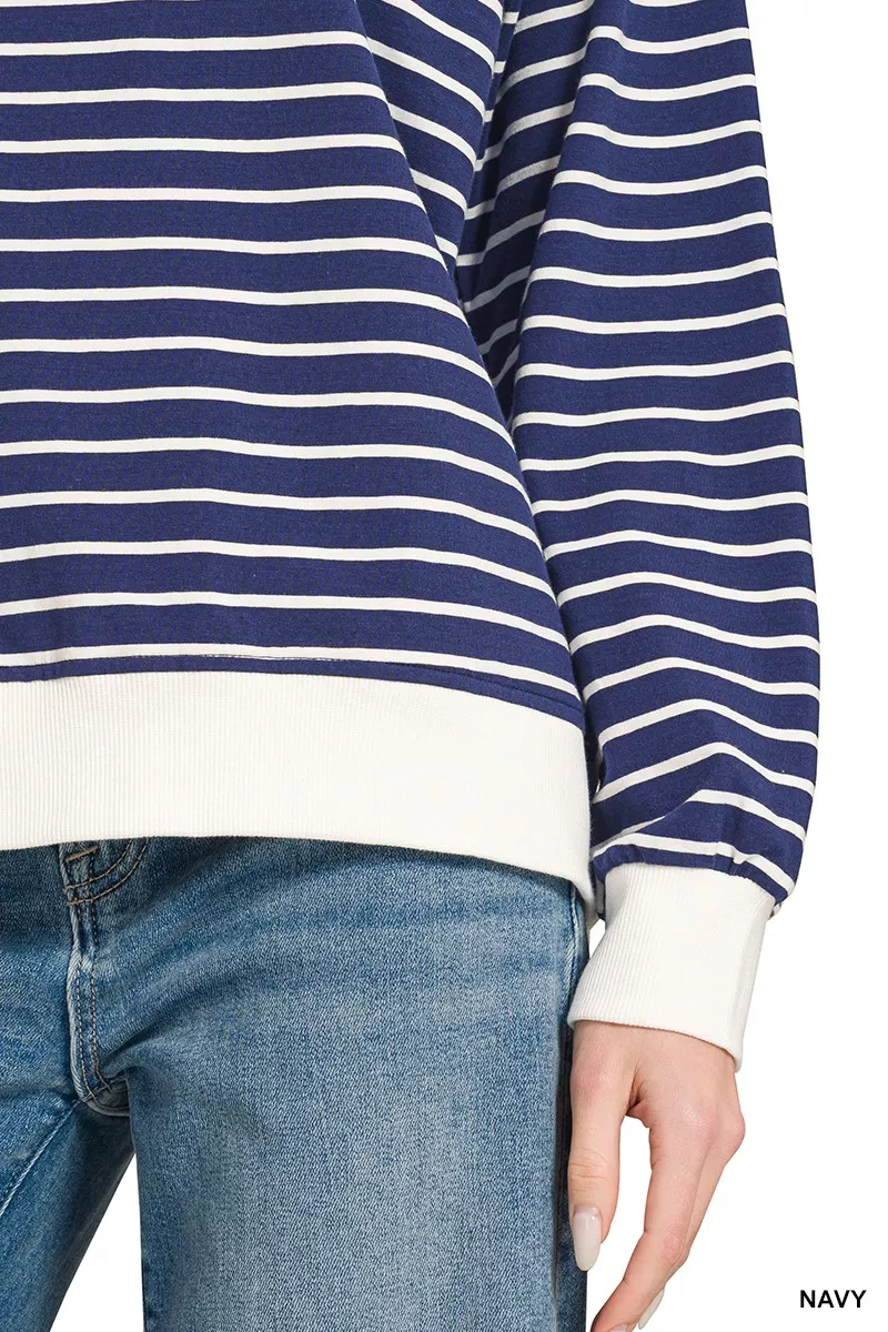 Contrast Striped Round Neck Sweatshirt, image 2