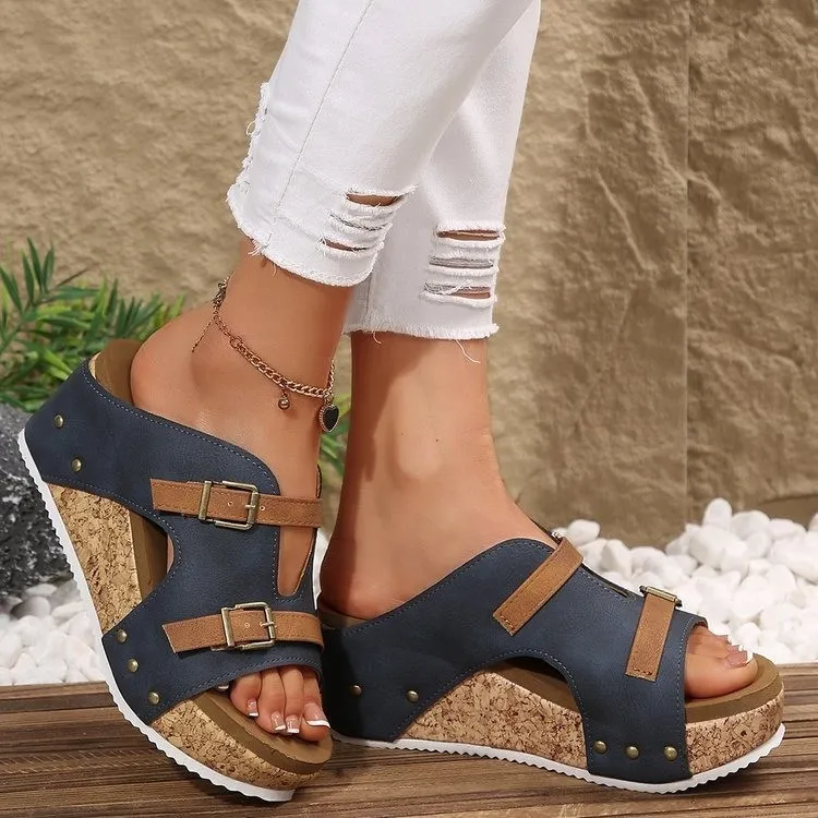 Double Buckle Platform Wedge Sandals, image 6