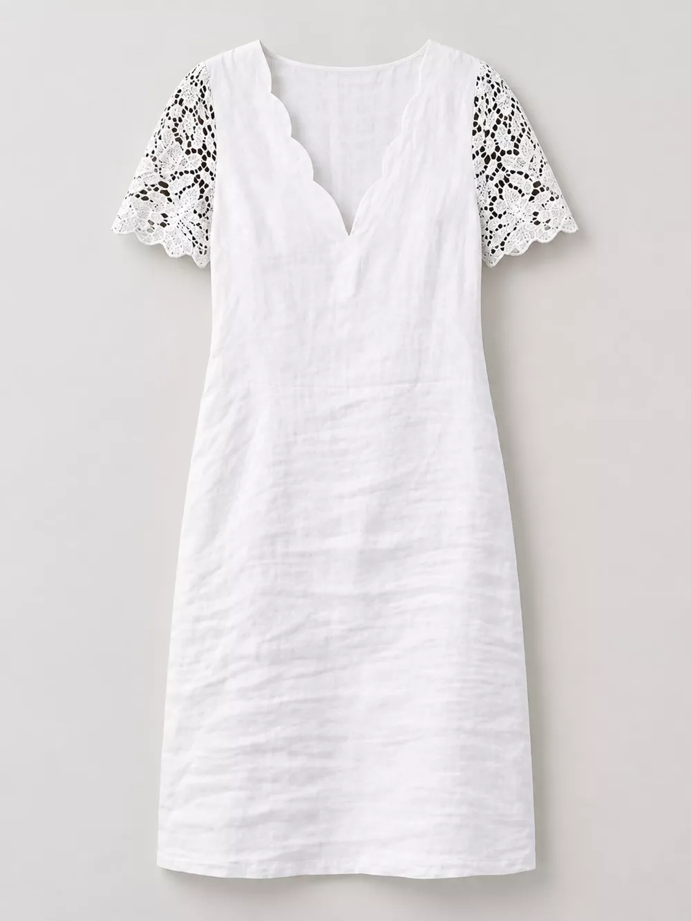 Full Size Scalloped V-Neck Lace Sleeve Mini Dress Plus Size, image 4