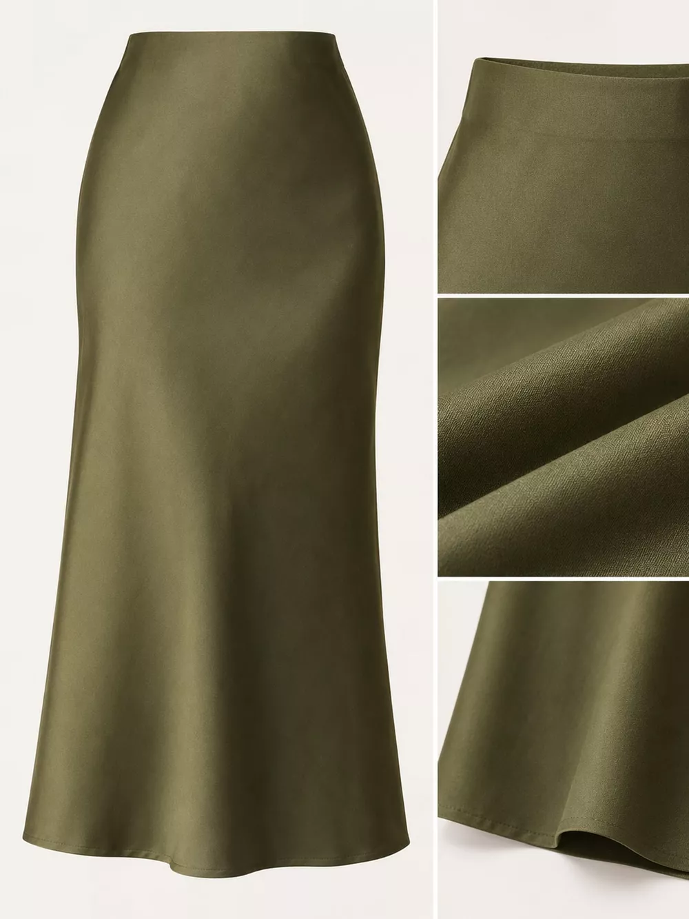 High-Waisted Satin Midi Skirt, image 17