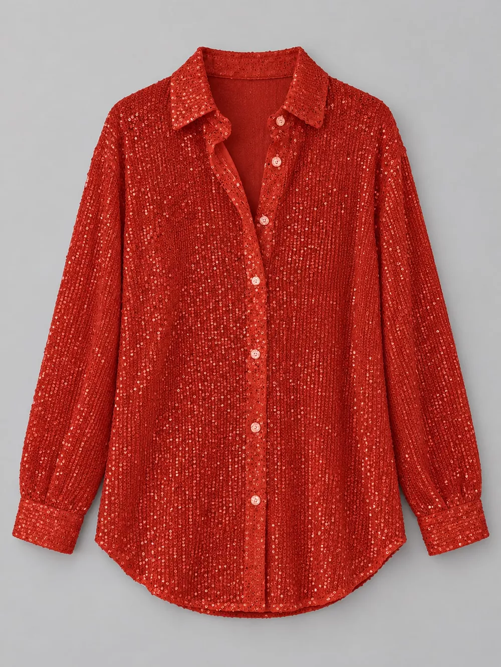 Full Size Sequin Button-Down Shirt Plus Size, image 24