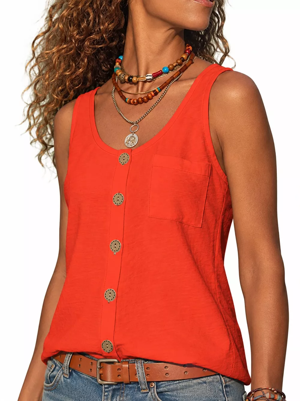 Full Size Casual Round Neck Tank Plus Size, image 22