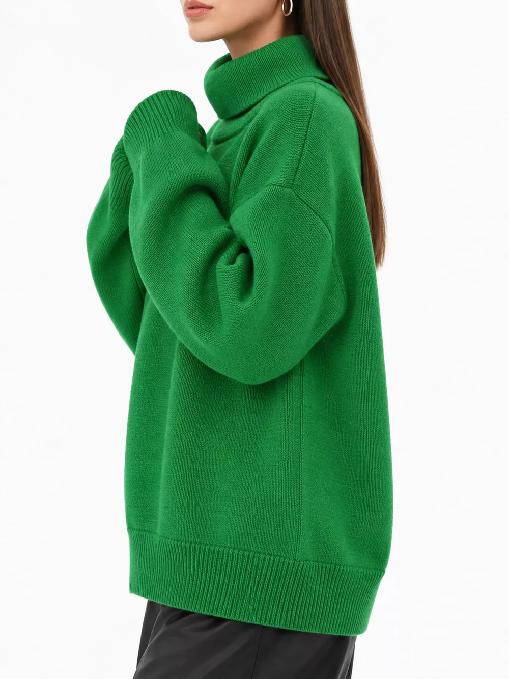 Oversized Turtleneck Dropped Shoulder Sweater, image 19
