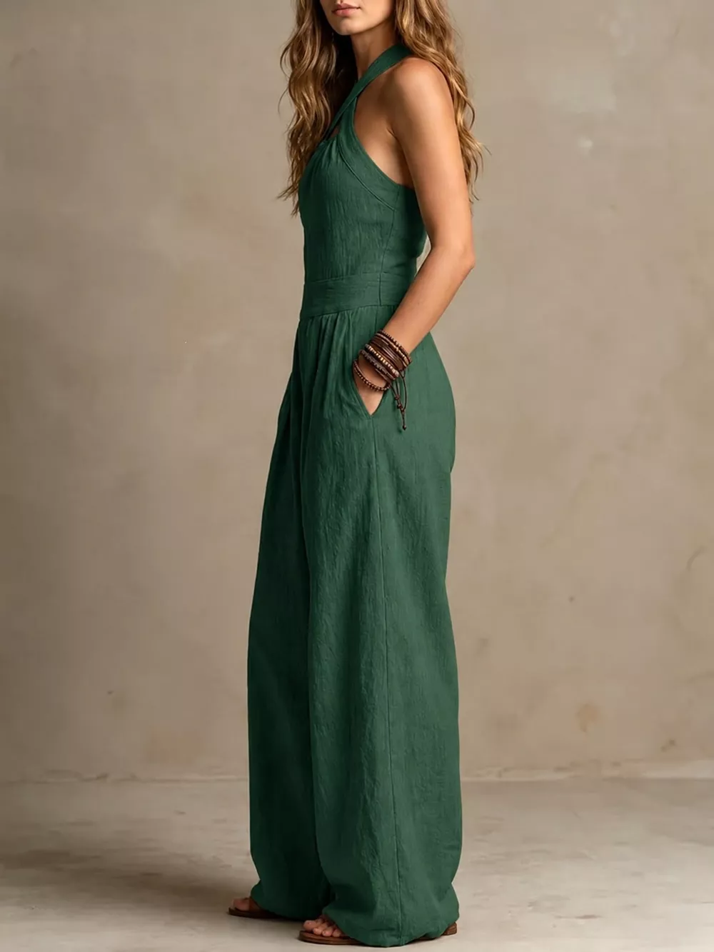 Full Size Halter Neck Wide-Leg Jumpsuit Plus Size, image 37
