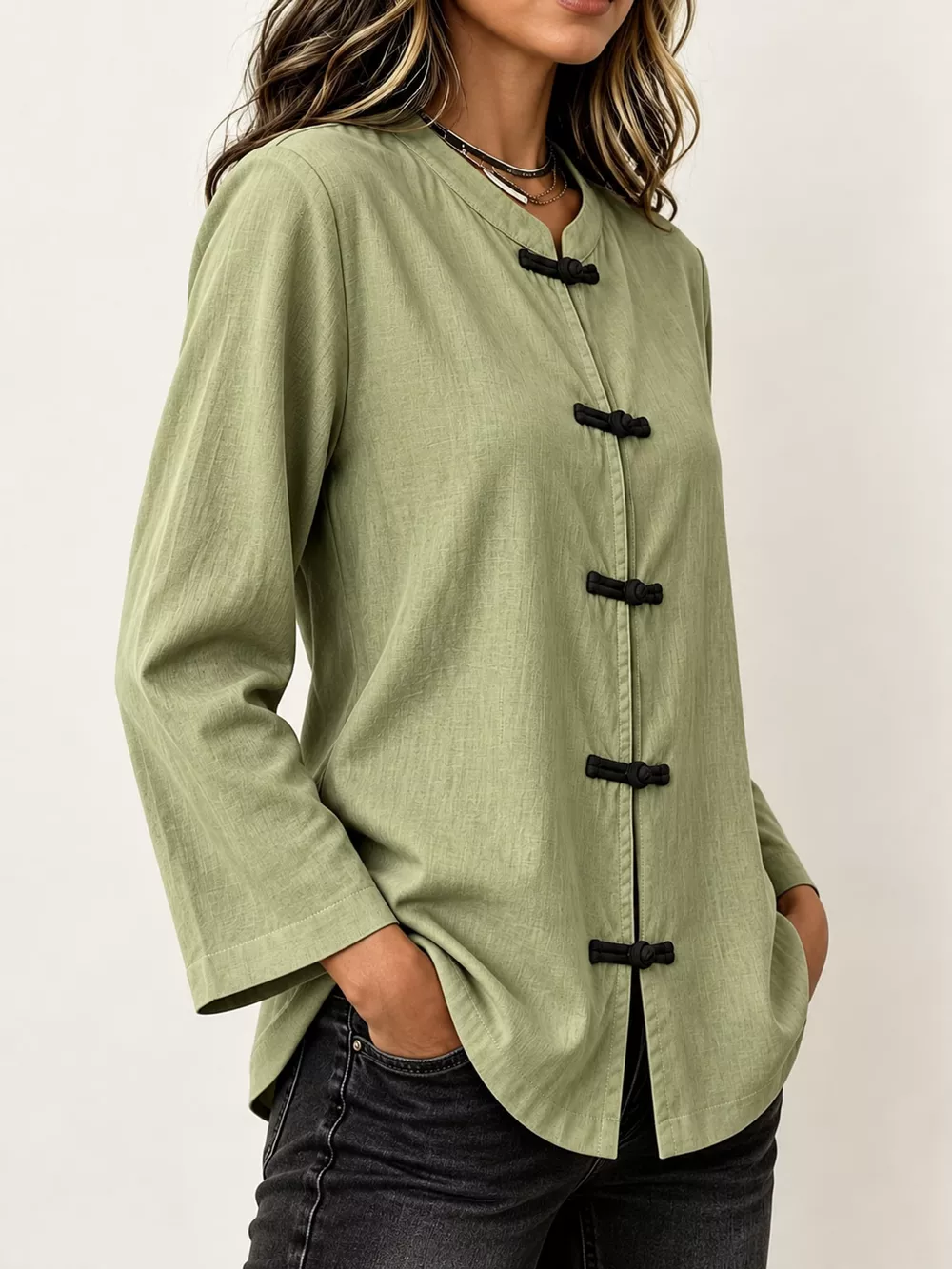 Chinese Style Mandarin Collar Blouse, image 18