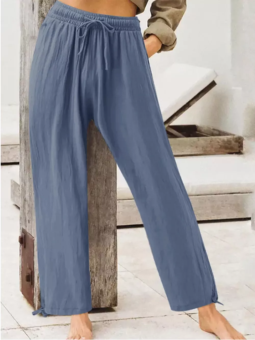 Full Size Casual Drawstring Wide-Leg Pants Plus Size, image 9