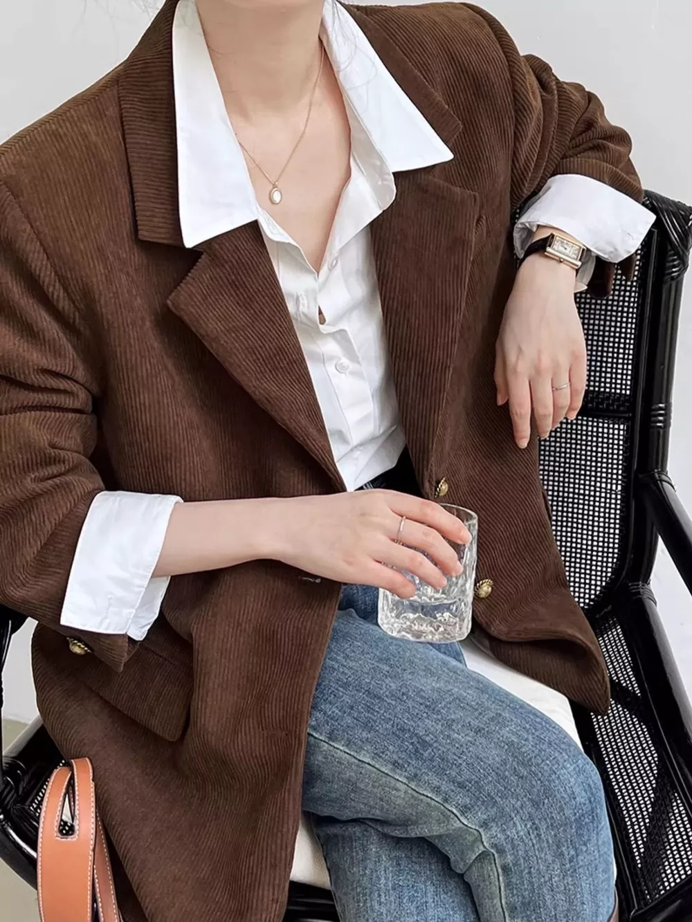 Corduroy Lapel Collar Blazer, image 4