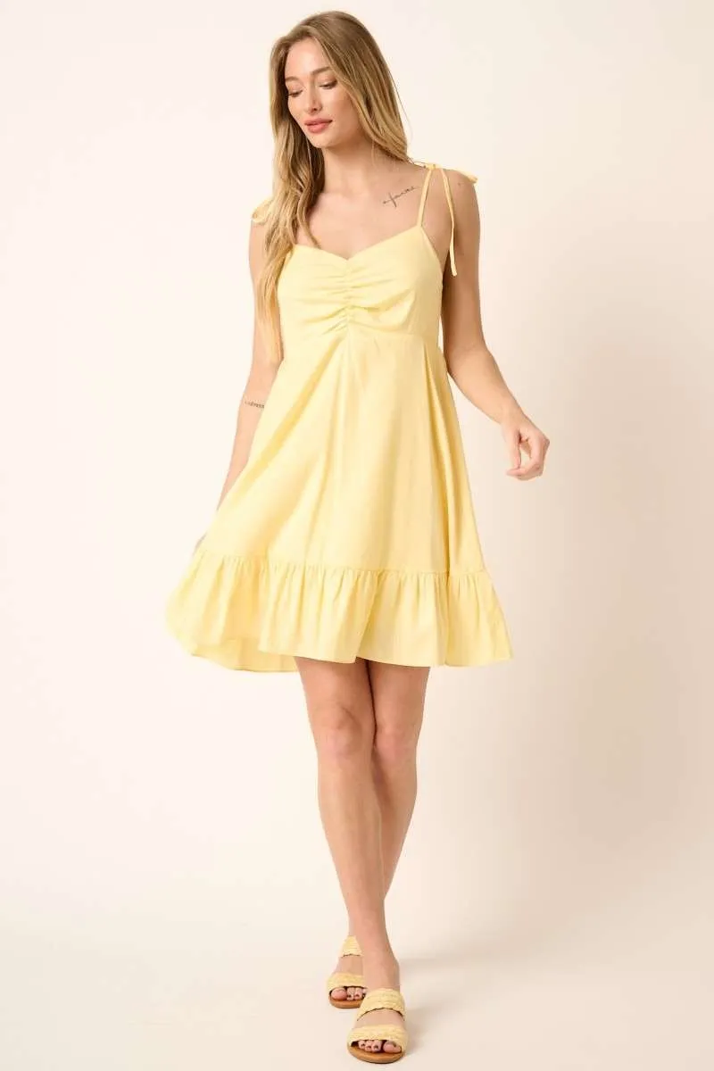 Ruched Detail Spaghetti Tie Mini Dress, image 5