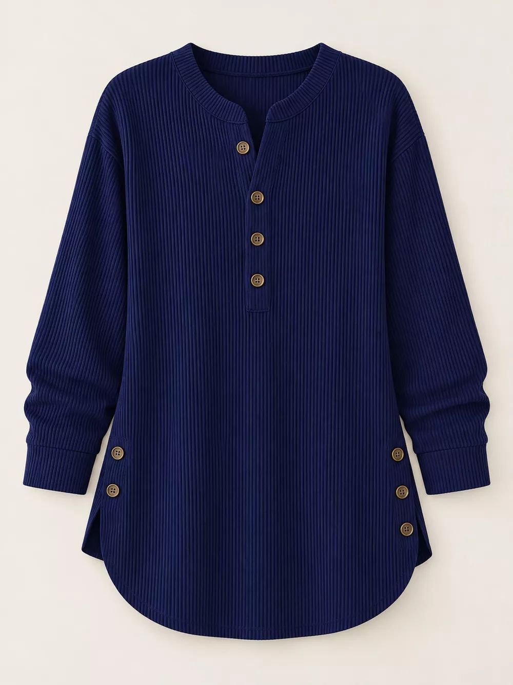 Full Size Button Detail Long Sleeve Top Plus Size, image 9