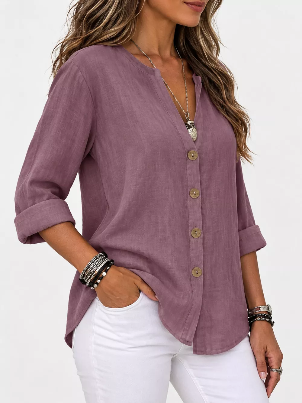Notched Button Down Shirt, image 35