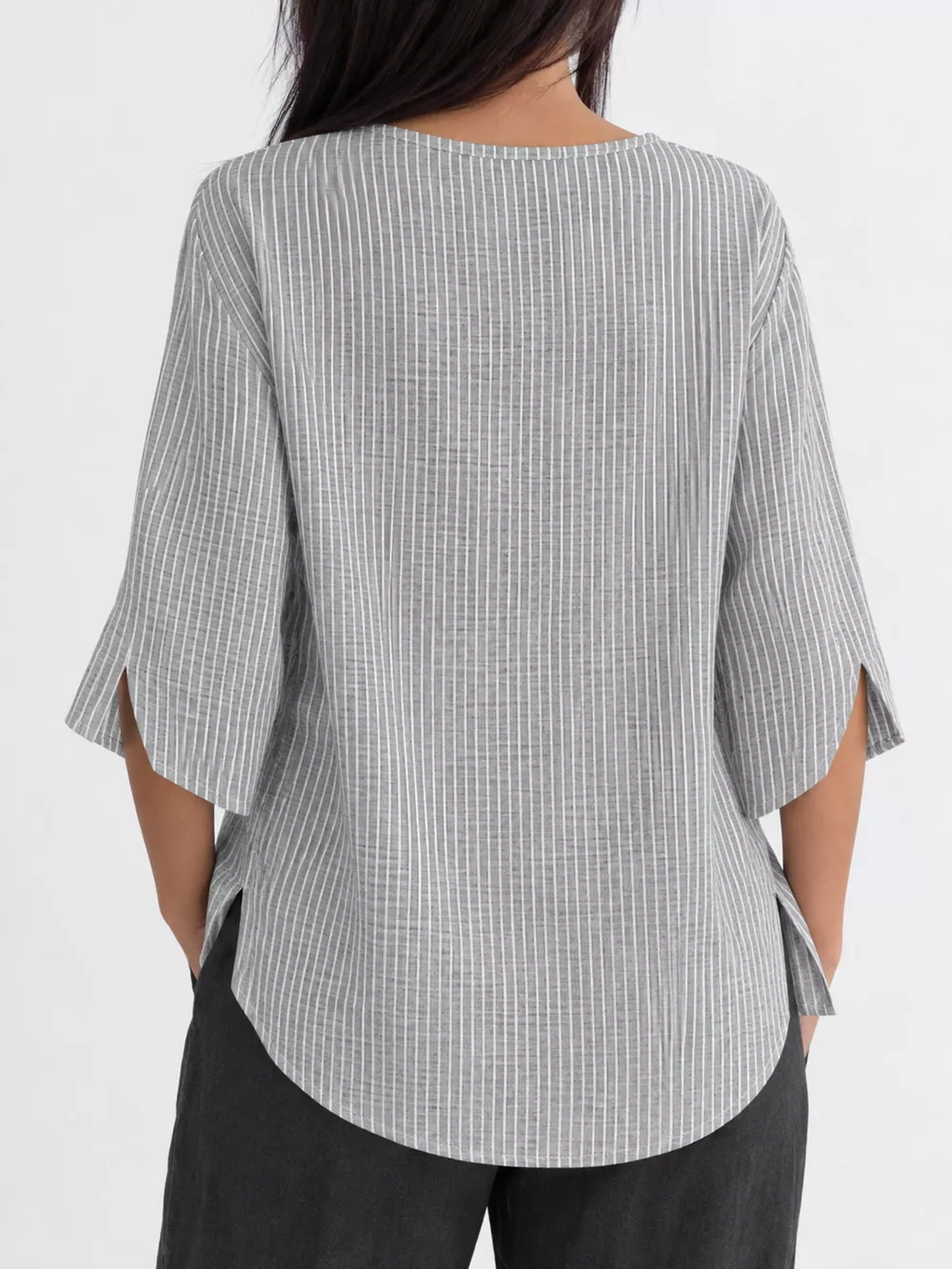 Full Size Casual Striped Loose-Fit Blouse Plus Size, image 3