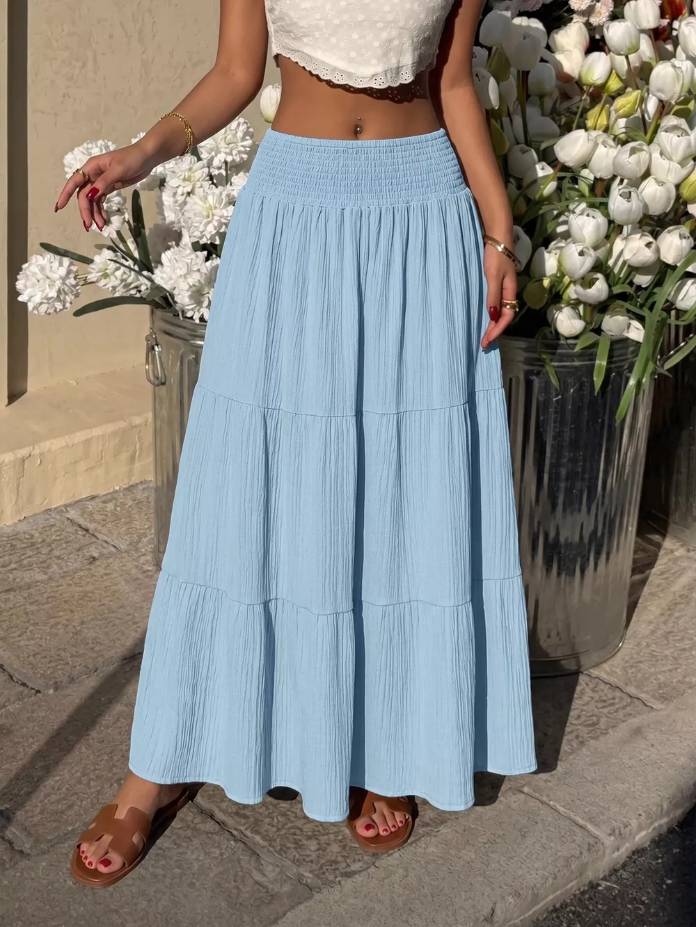 Tiered Flowy Maxi Skirt, image 3