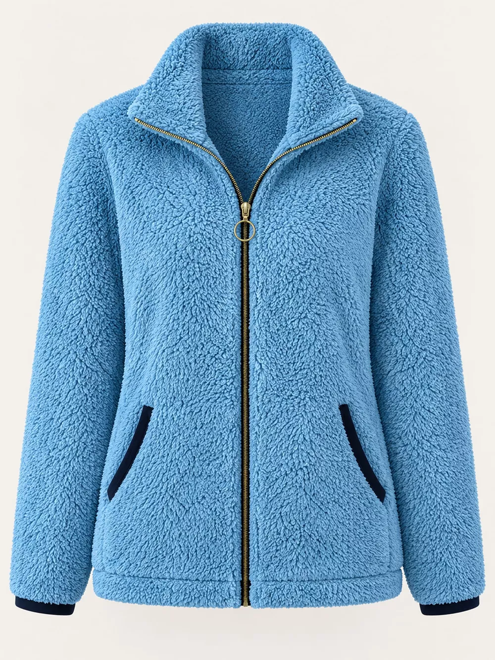 Full Size Fleece Zip-Up Jacket with Contrast Trim Plus Size, image 20