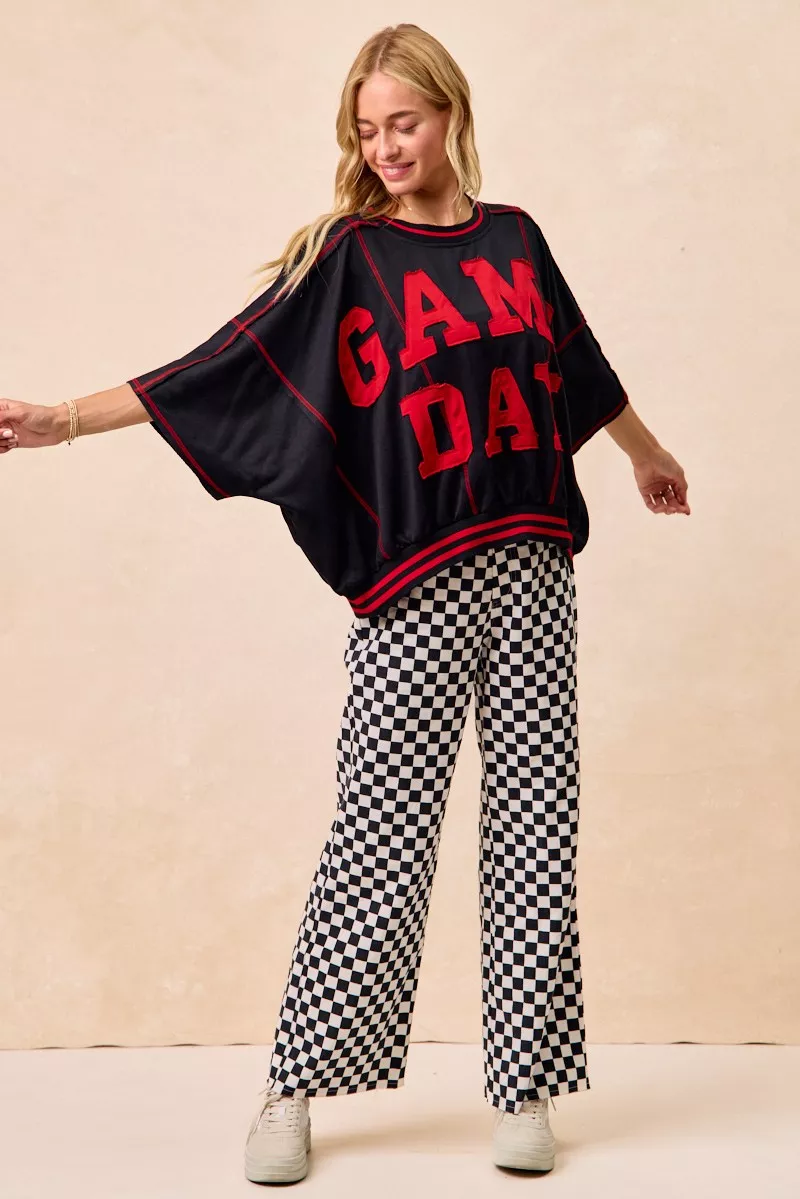 Gameday Theme Checkered Printed Pants, image 3