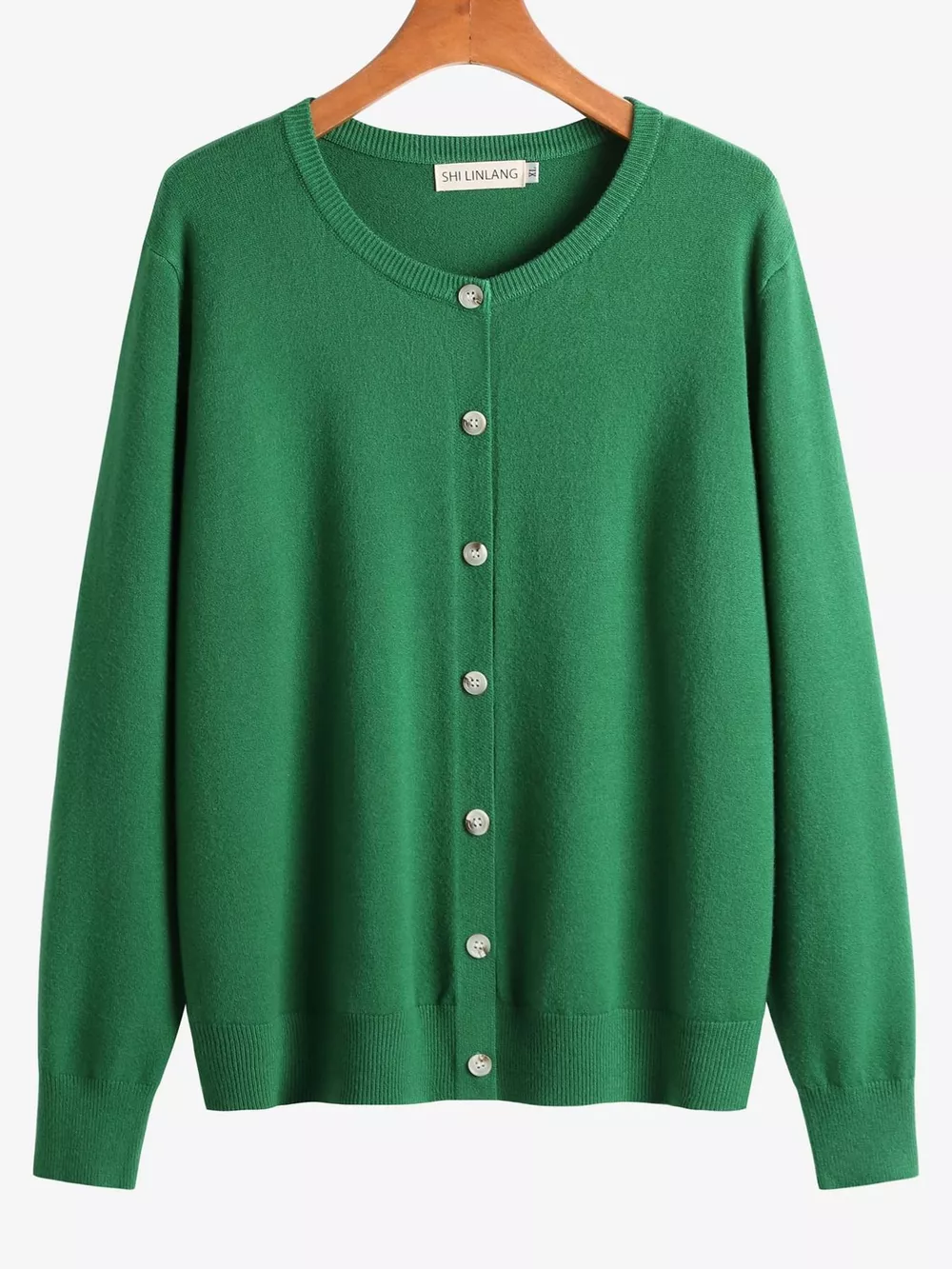 Plus Size Crew Neck Button-Down Knit Cardigan, image 11