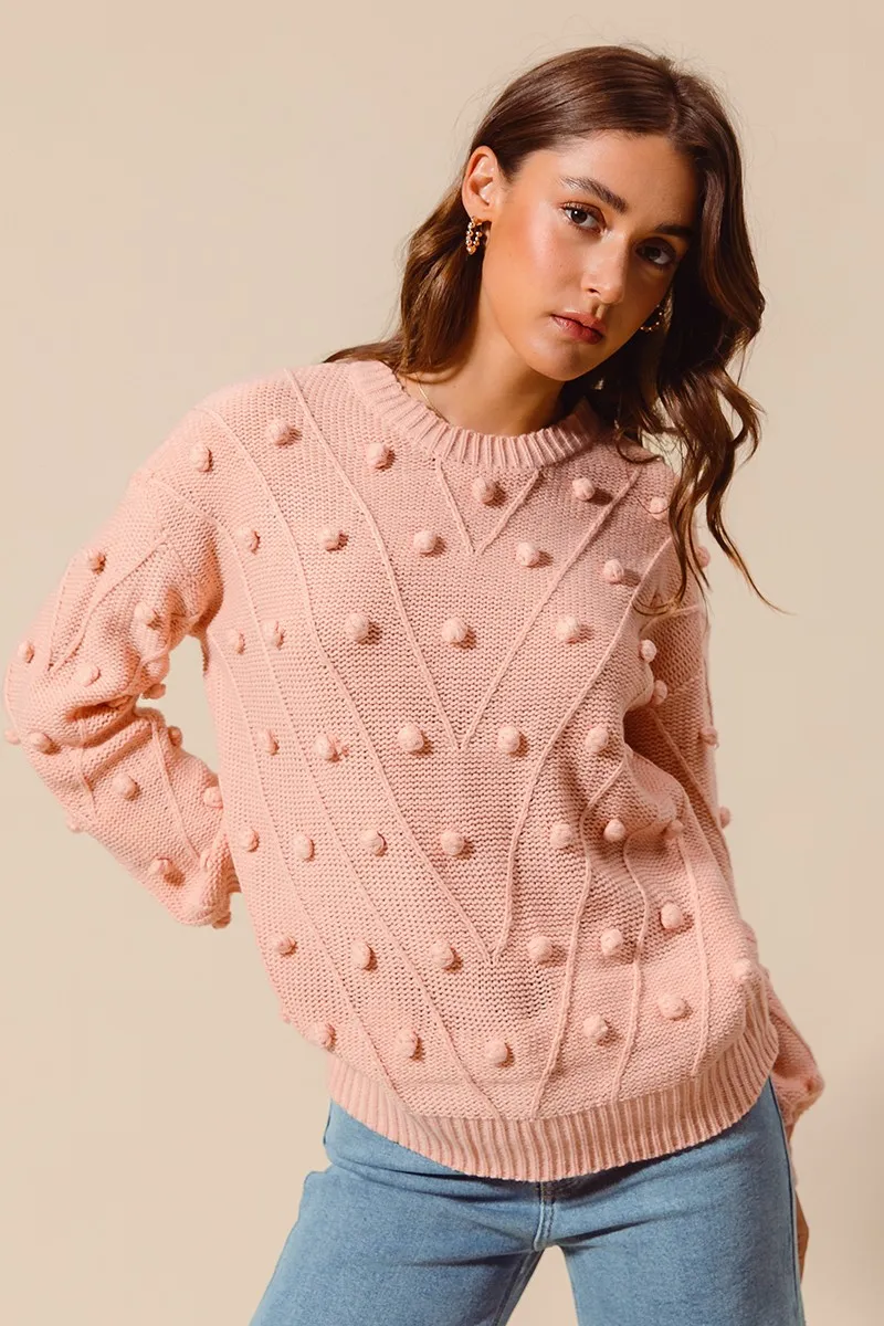 Pom Pom Textured Knit Sweater Top, image 9