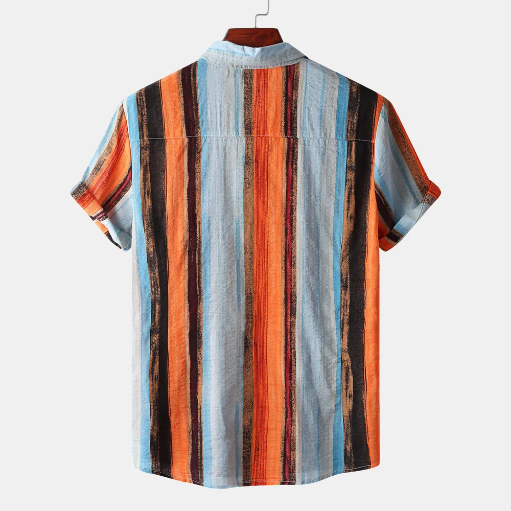 Men's Plus Size Button Down Striped Collared Neck Shirt, image 5