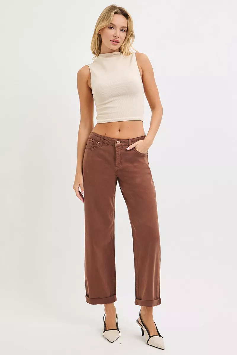 Full Size Tummy Control Mid Rise Ankle Barrel Baggy Plus Size, image 3