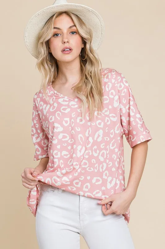 Loose Fit Animal Print Soft Knit Top, image 2