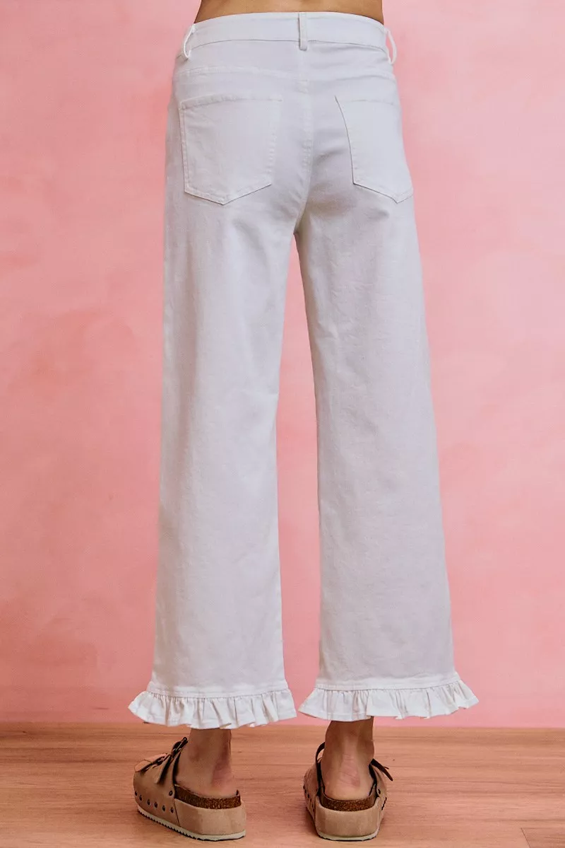 Ruffled Bottom Detail Mid Rise Jeans, image 3