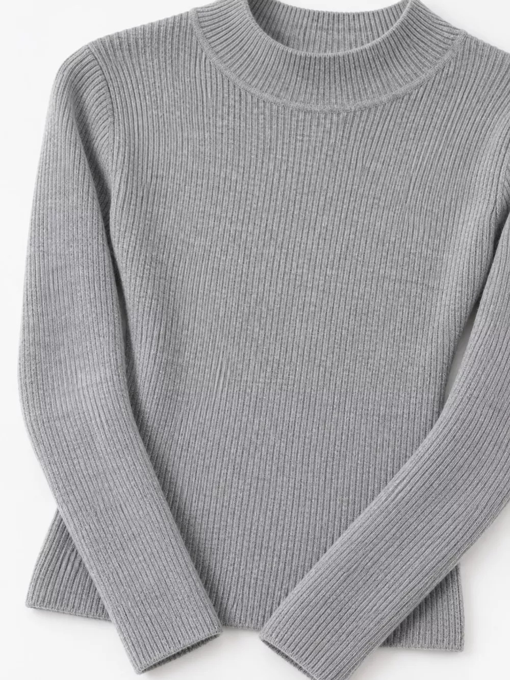 Elegant Slim-Fit Ribbed Mock Neck Knit Top, image 25