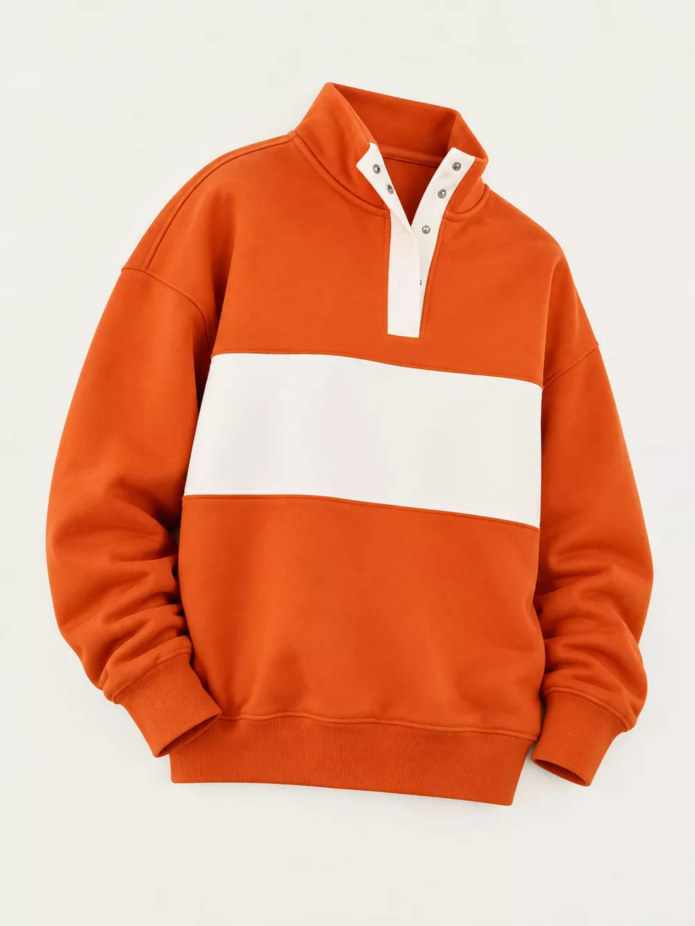 Full Size Color Block Snap-Button Sweatshirt Plus Size, image 3