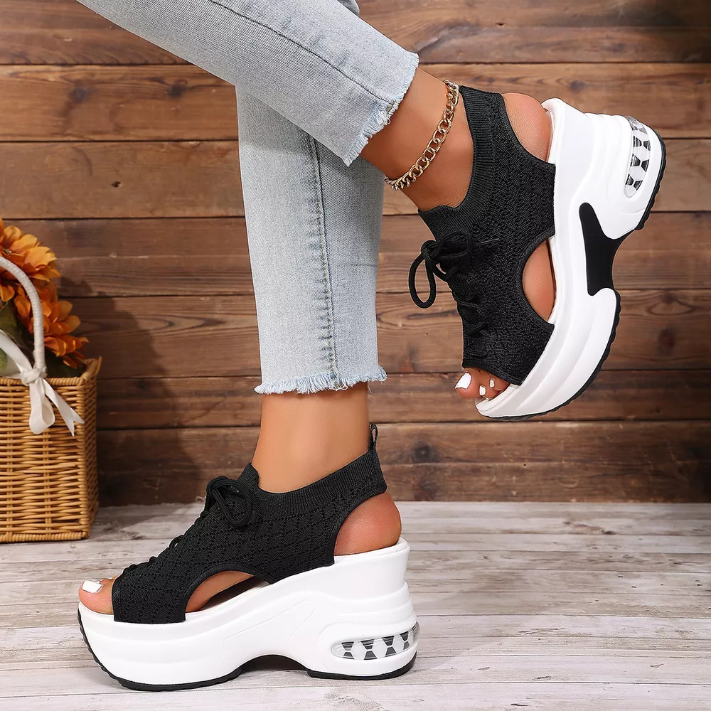 Peep Toe Wedge Sandals, image 9