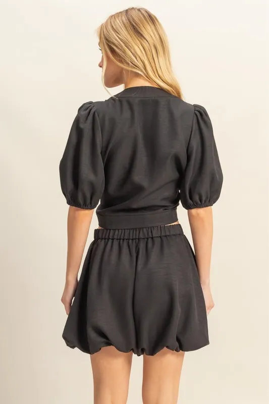 Front Tie Top and Bubble Hem Shorts, image 4