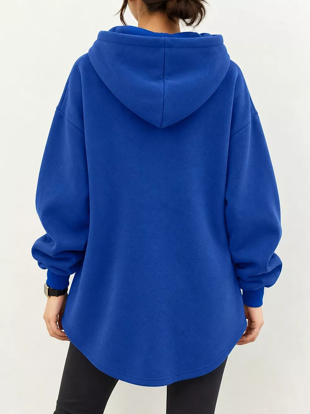 Full Size Drawstring Dropped Shoulder Hoodie Plus Size, image 12