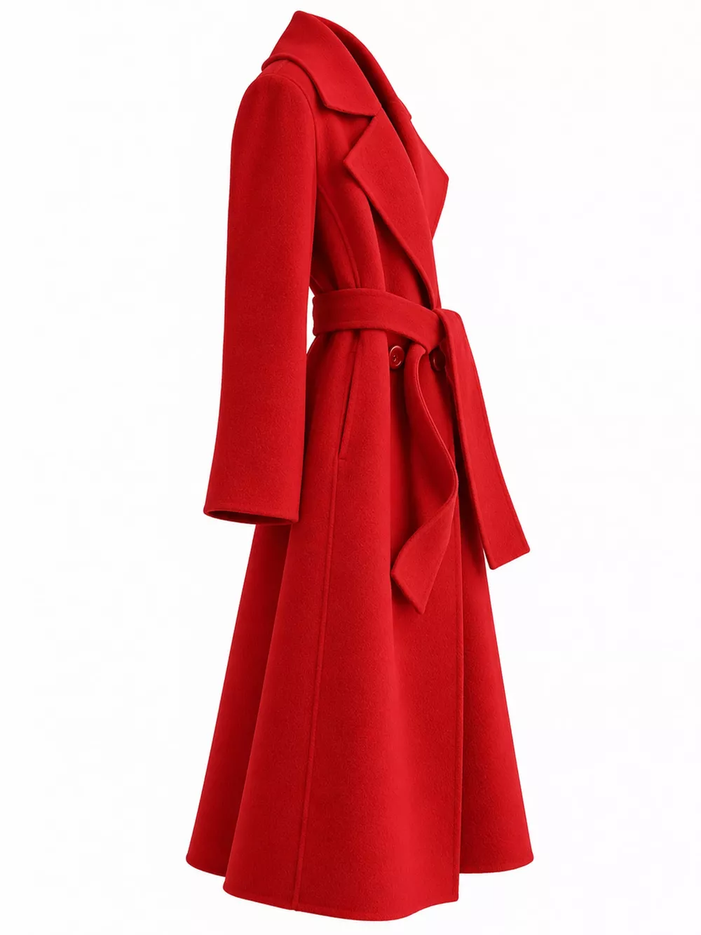 Longline Wool Coat with Waist-Defining Belt, image 16