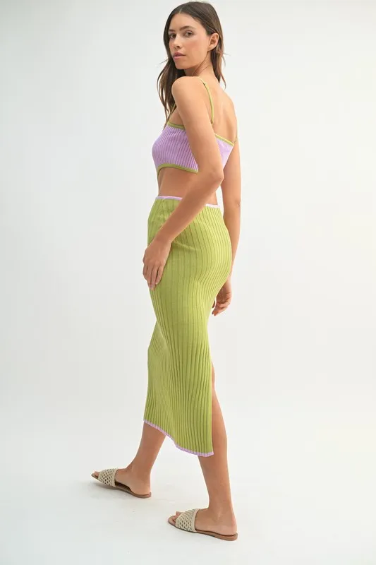 Ribbed Knit Color Block Cutout Midi Dress, image 9