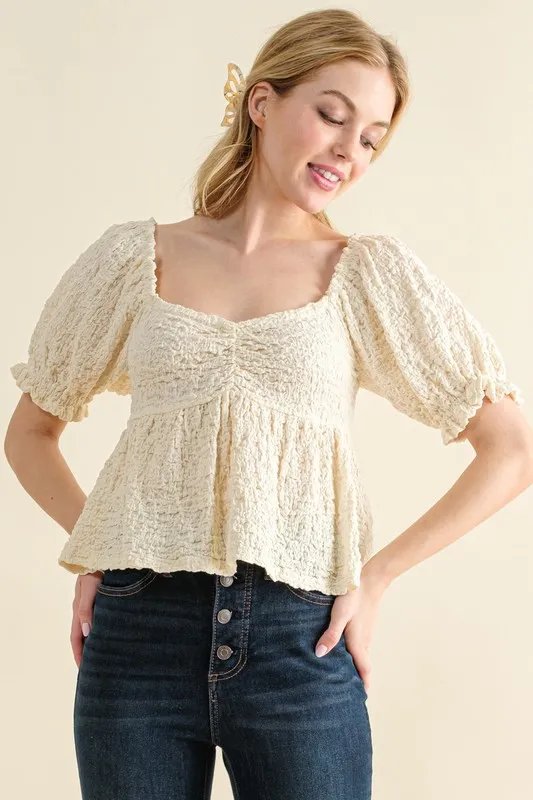 Lovely Textured and Smocked Top, image 4