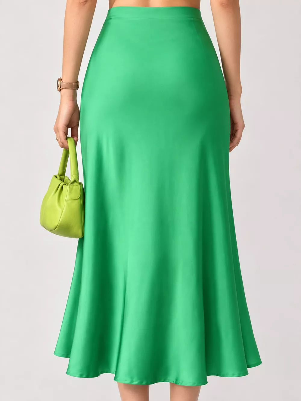 High-Waisted Satin Midi Skirt, image 43