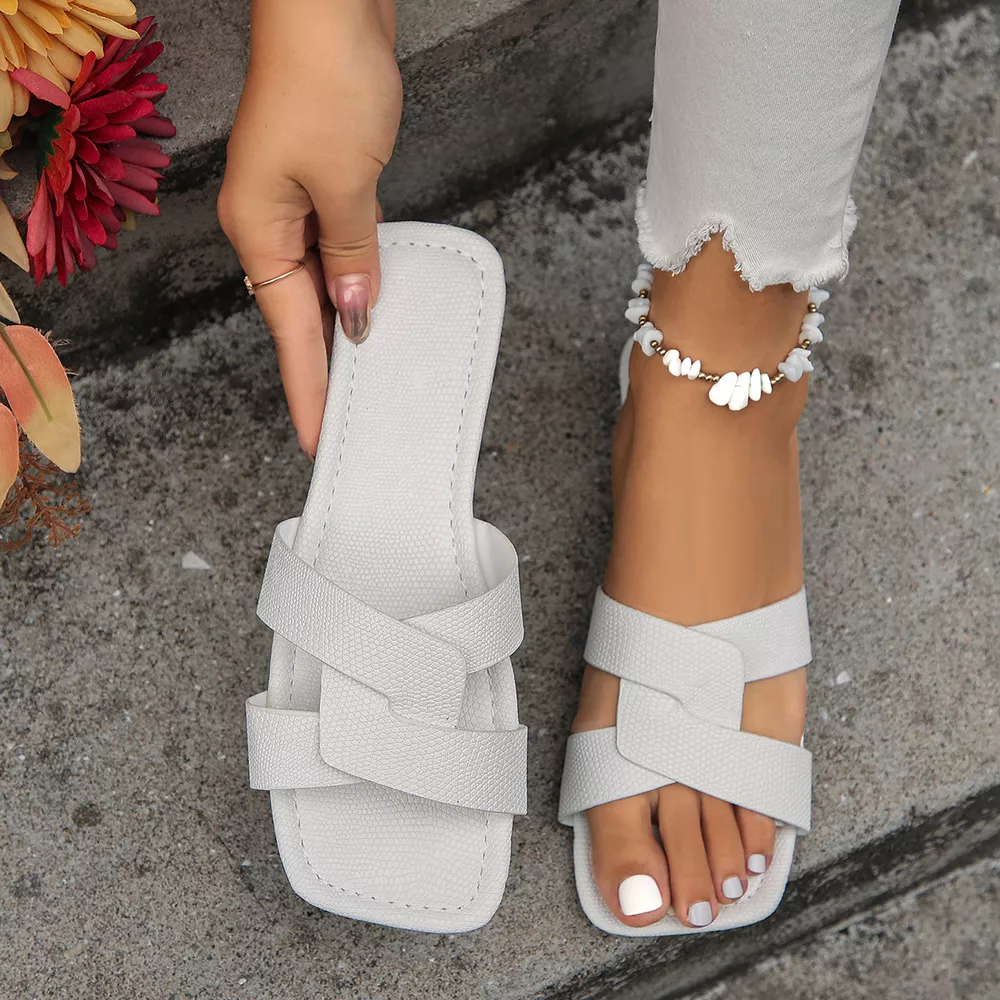 Crisscross Strap Open Toe Flat Sandals, image 7
