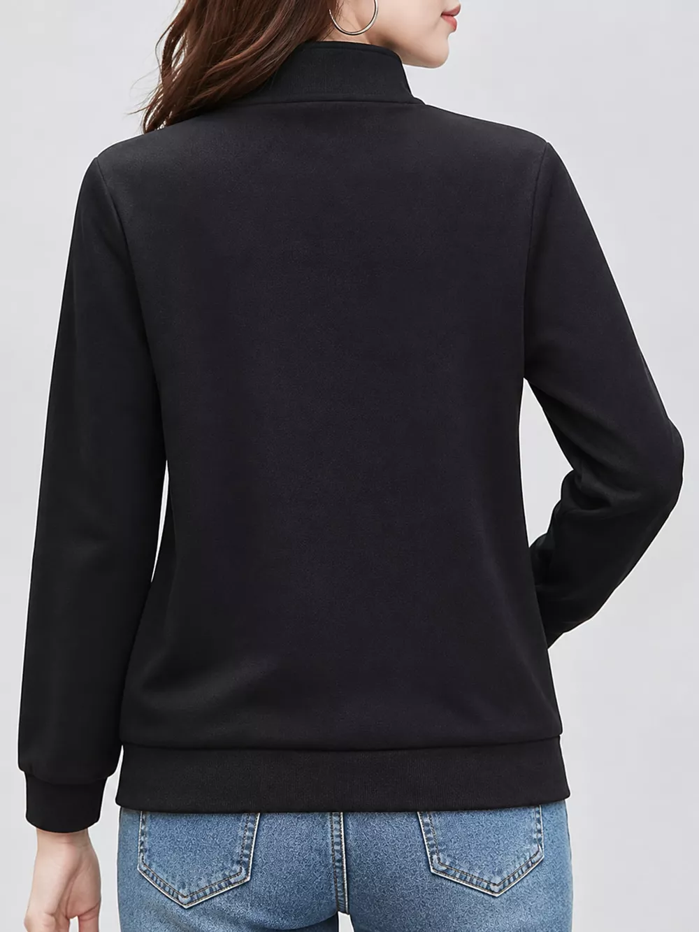 Full Size Stand-Collar Zip-Up Sweatshirt Plus Size, image 8