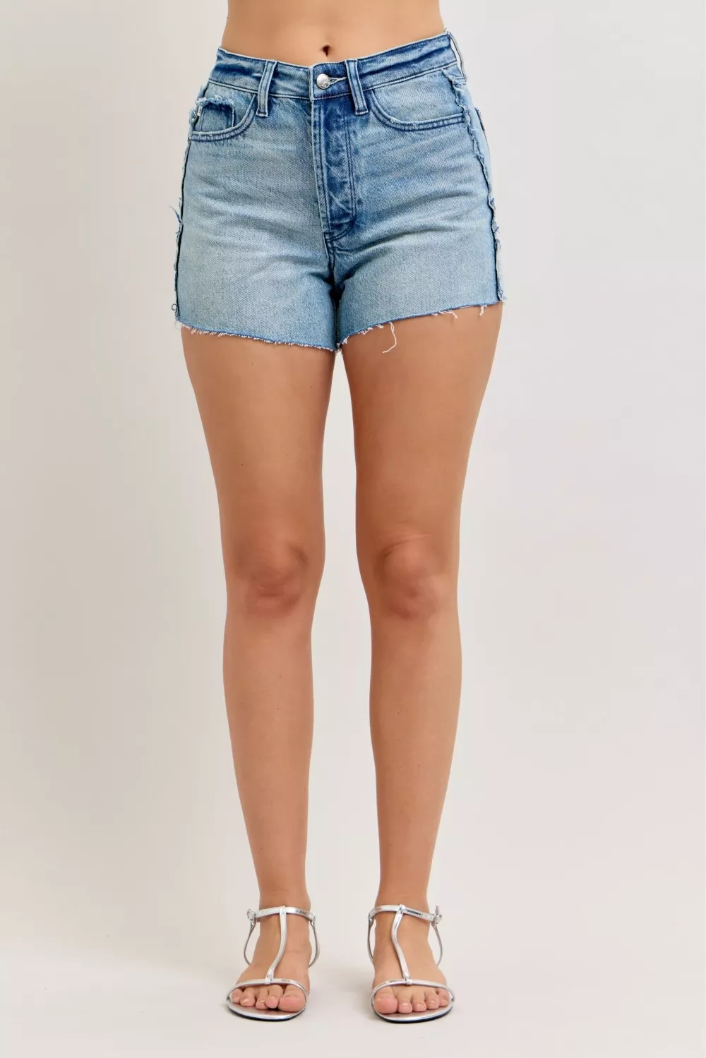 Hw Rigid Magic Cut Off Denim Shorts with Raw Side Seams