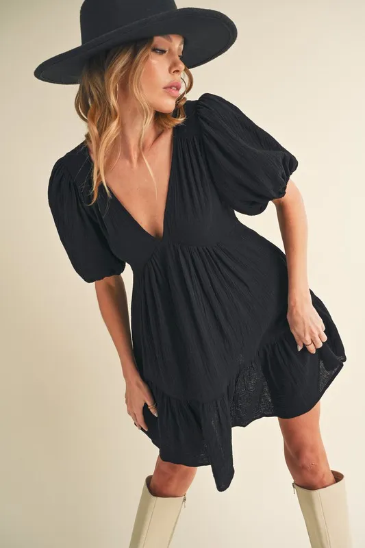 Tied Back Ruffled Short Sleeve Mini Dress, image 2