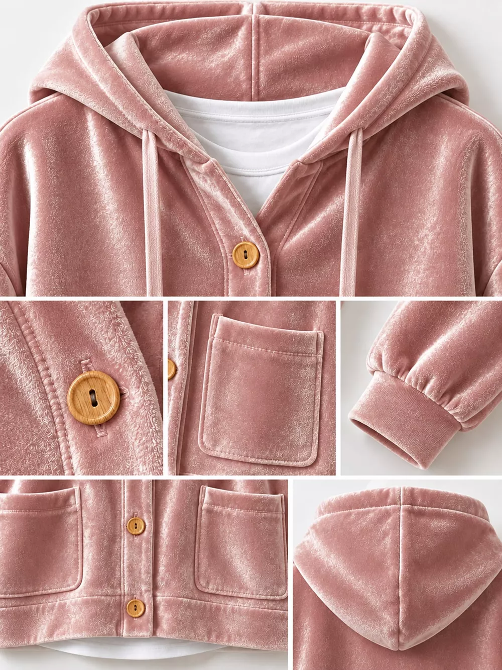 Full Size Velvet Dropped Shoulder Hoodie Plus Size, image 15