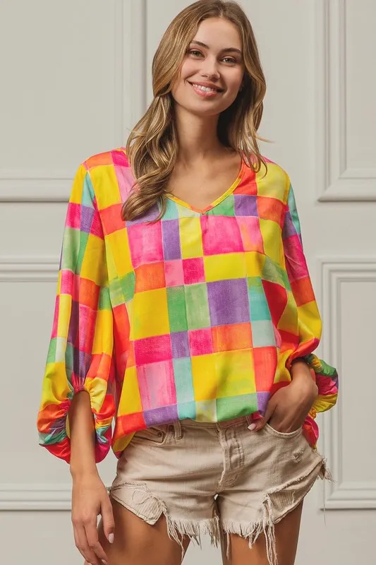Multi Block Bubble Pop Ballon Top, image 6