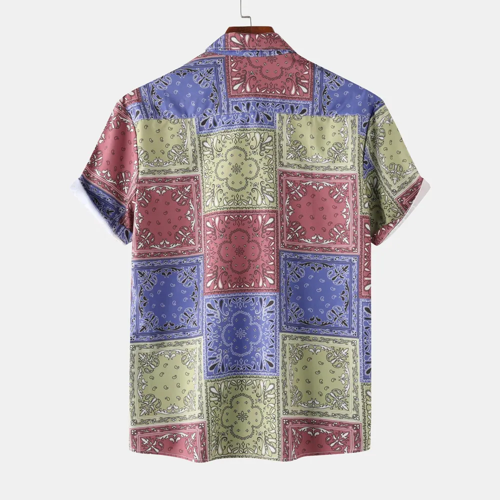 Men's Printed Short Sleeve Button-Up Shirt, image 2