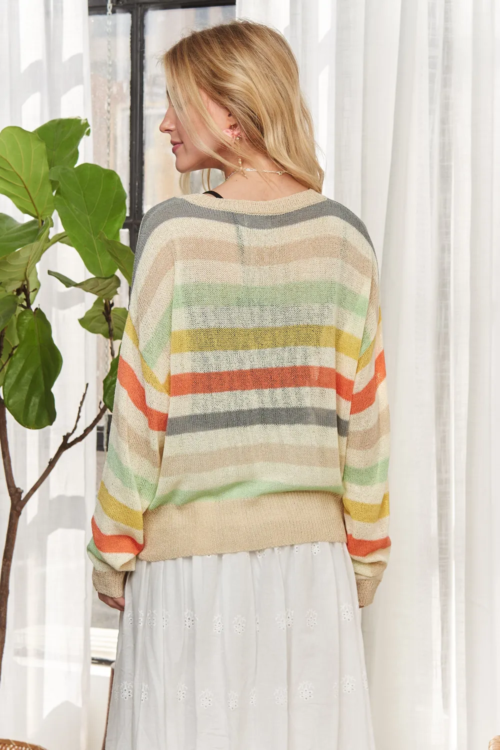 Stripe Long Sleeves Knit Top, image 9