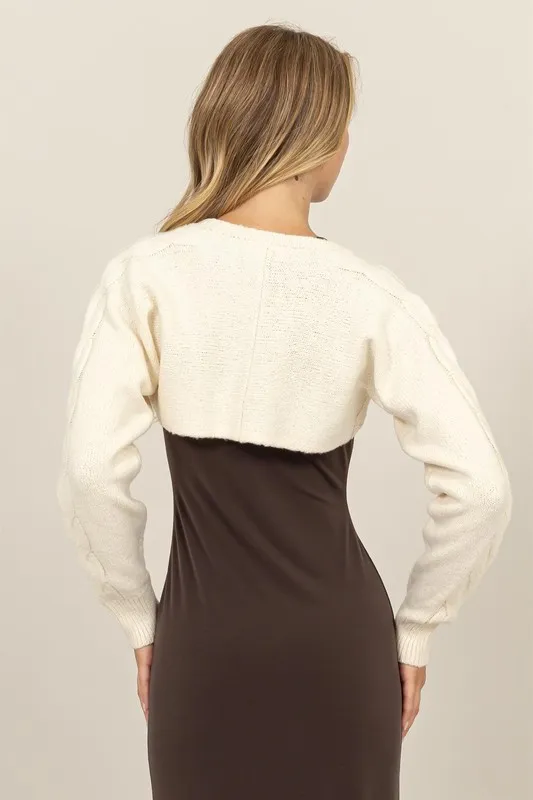 Cable-Knit Tie-Front Shrug, image 4