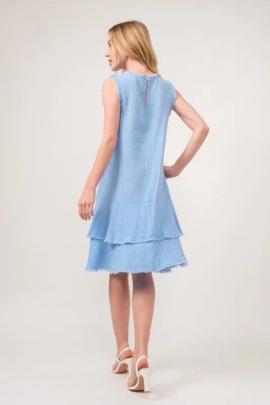 Washed Fringe Detail Tiered Dress, image 7