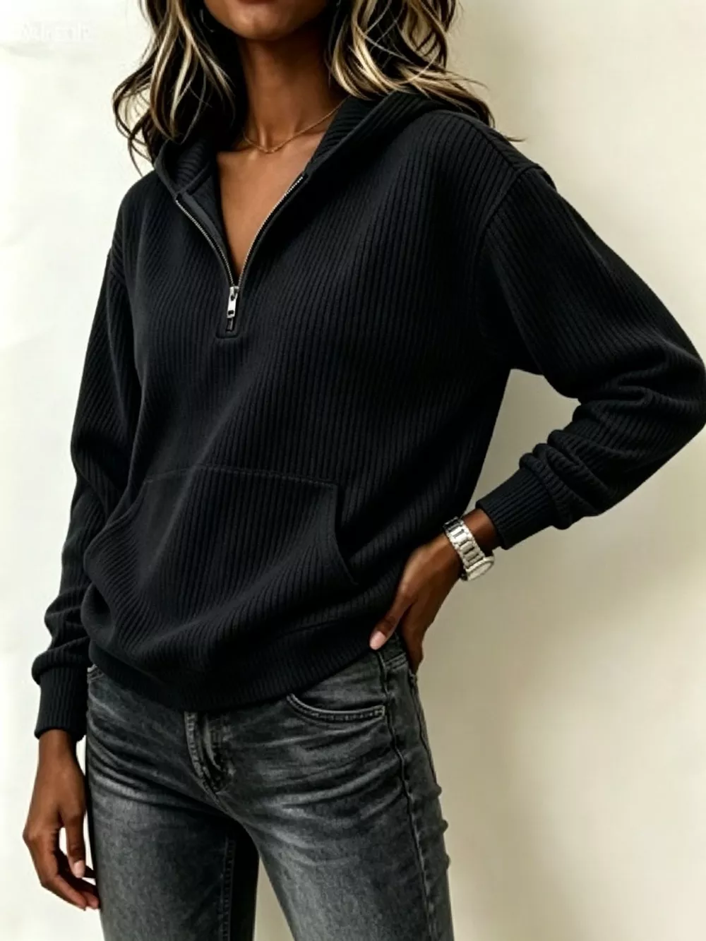 Kangaroo Pocket Half-Zip Hoodie, image 15